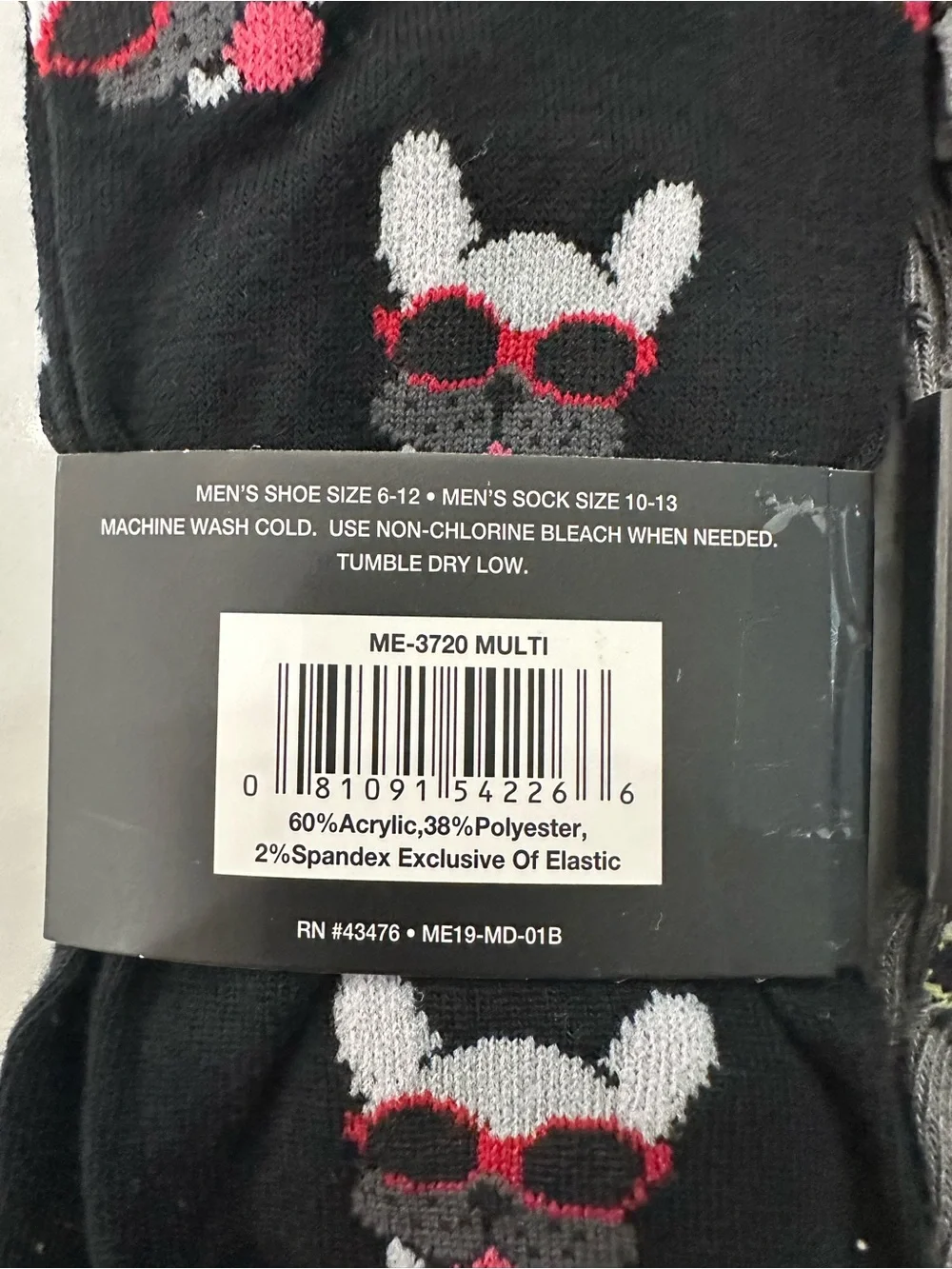Marc Ecko Men’s Dog-Print Crew Socks - Black & Gray with Neon Accents